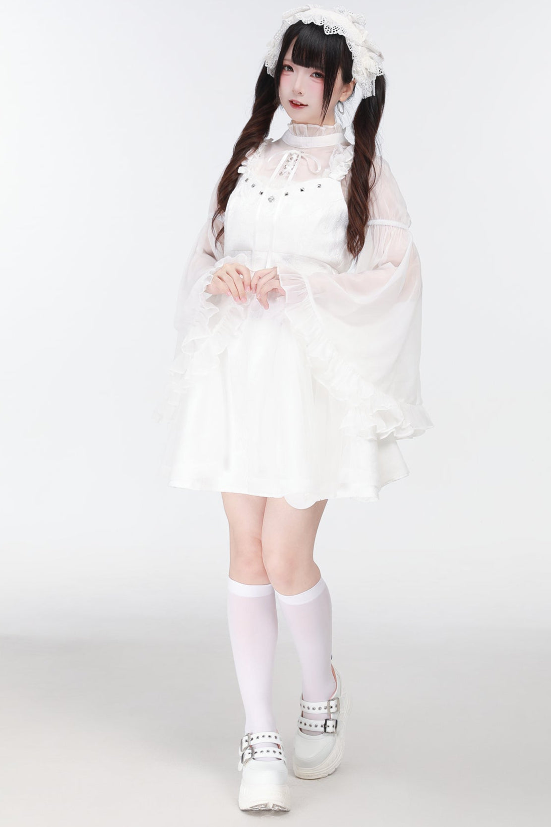 Jirai Bird Suspender Dress + Sheer Sleeve Top