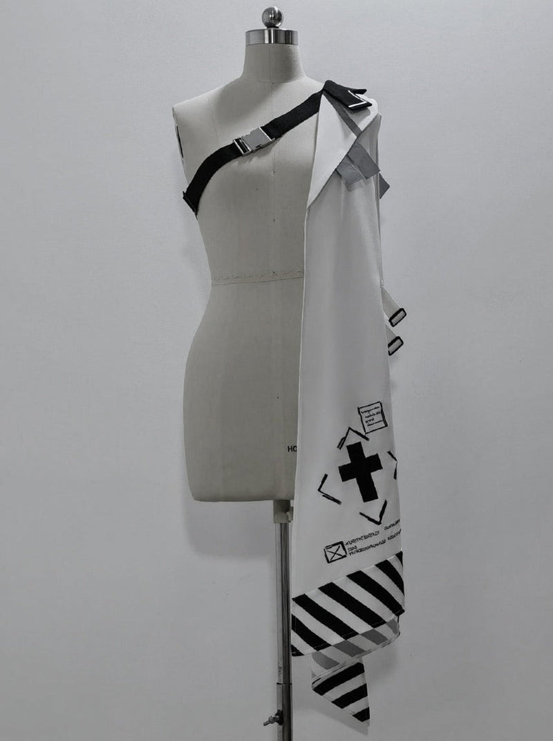 A Line Skirt Design Cape Suit [hoodie Cape + Shirt + Skirt + One Shoulder Cape]