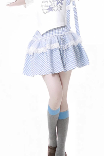 Pastel Sweet Twin T-shirt With Scarf + Puff Skirt + Arm Covers