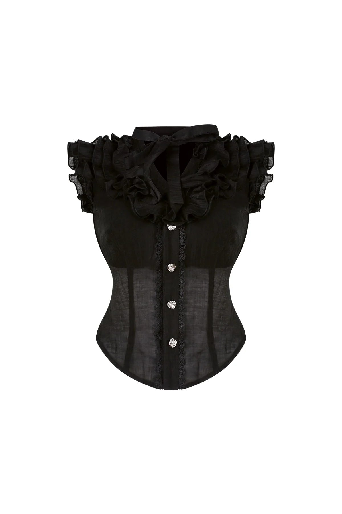 Dark Sheer Sleeveless Top + Tiered Skirt