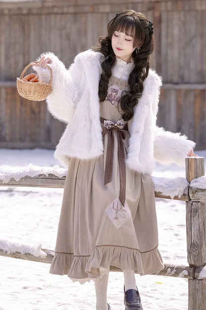 Antique Lace Corduroy Dress + Blouse