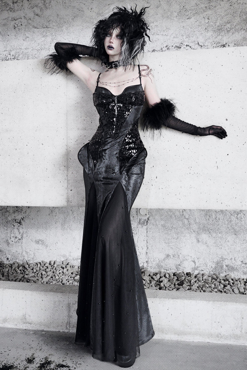 [pre-order] Snake Eyeshadow Dark Mode Dress + Mesh Gloves