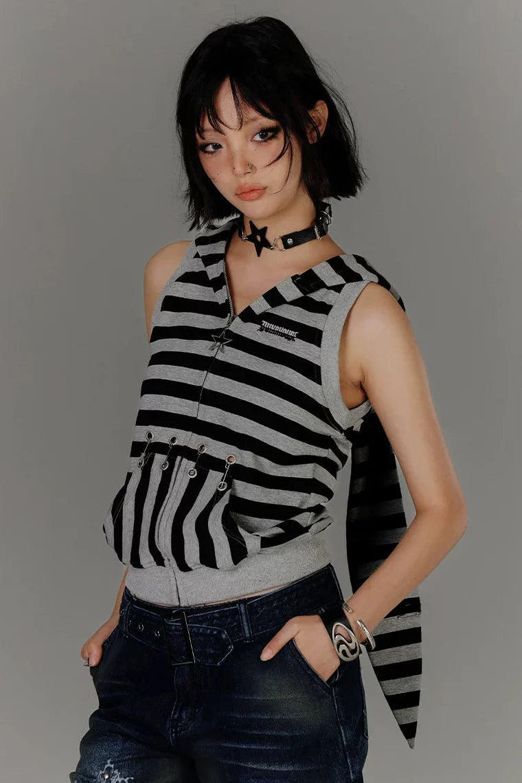 Retro Striped Rabbit Ear Tops