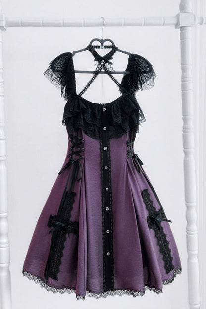 [reservations] Gothic Dark Mine Lace Flying Sleeve Dress + Choker