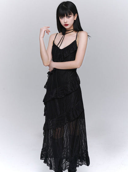 Girl Lace Suspender Dress + Flower Accessories