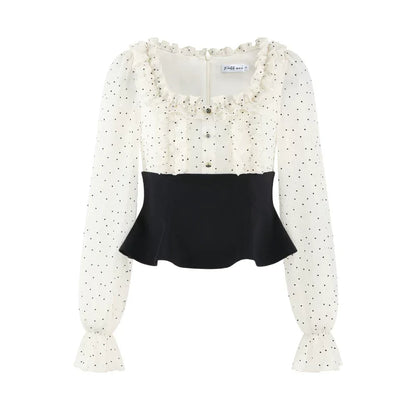 Chiffon Polka Dot Blouse + Shorts
