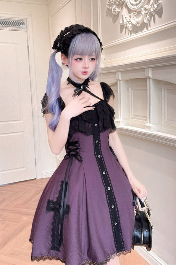 [reservations] Gothic Dark Mine Lace Flying Sleeve Dress + Choker