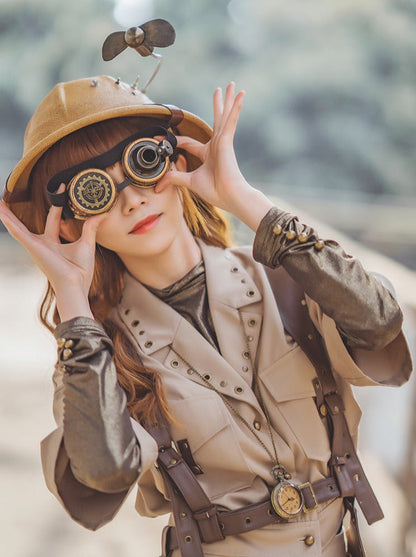 Steampunk Explorer Straw Helmet Retro Sun Visor Adventure Cap