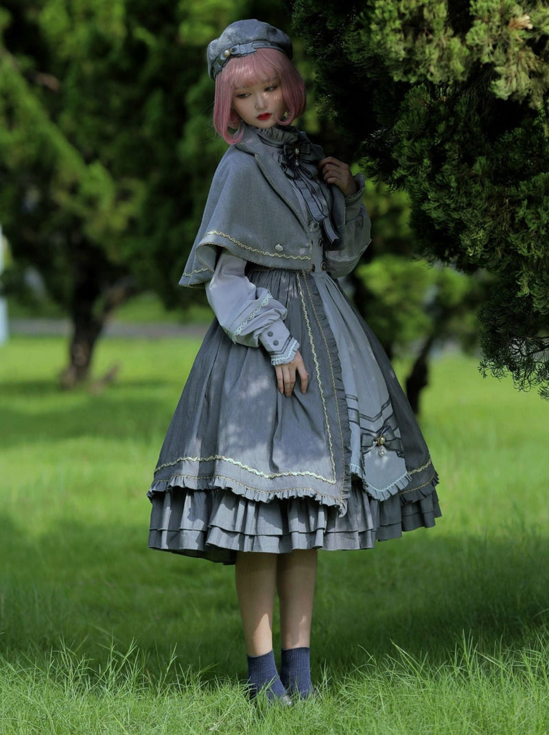 Wears Letter Ruffle Ribbon Cape Suit