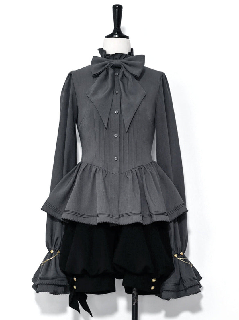 Rabbit Retro Dark Cool Rabbit Ears Hoodie Set [cape Coat / Blouse / Short Pants]