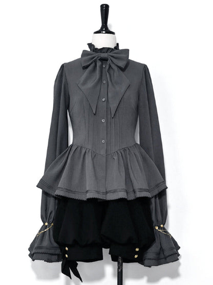 Rabbit Retro Dark Cool Rabbit Ears Hoodie Set [cape Coat / Blouse / Short Pants]