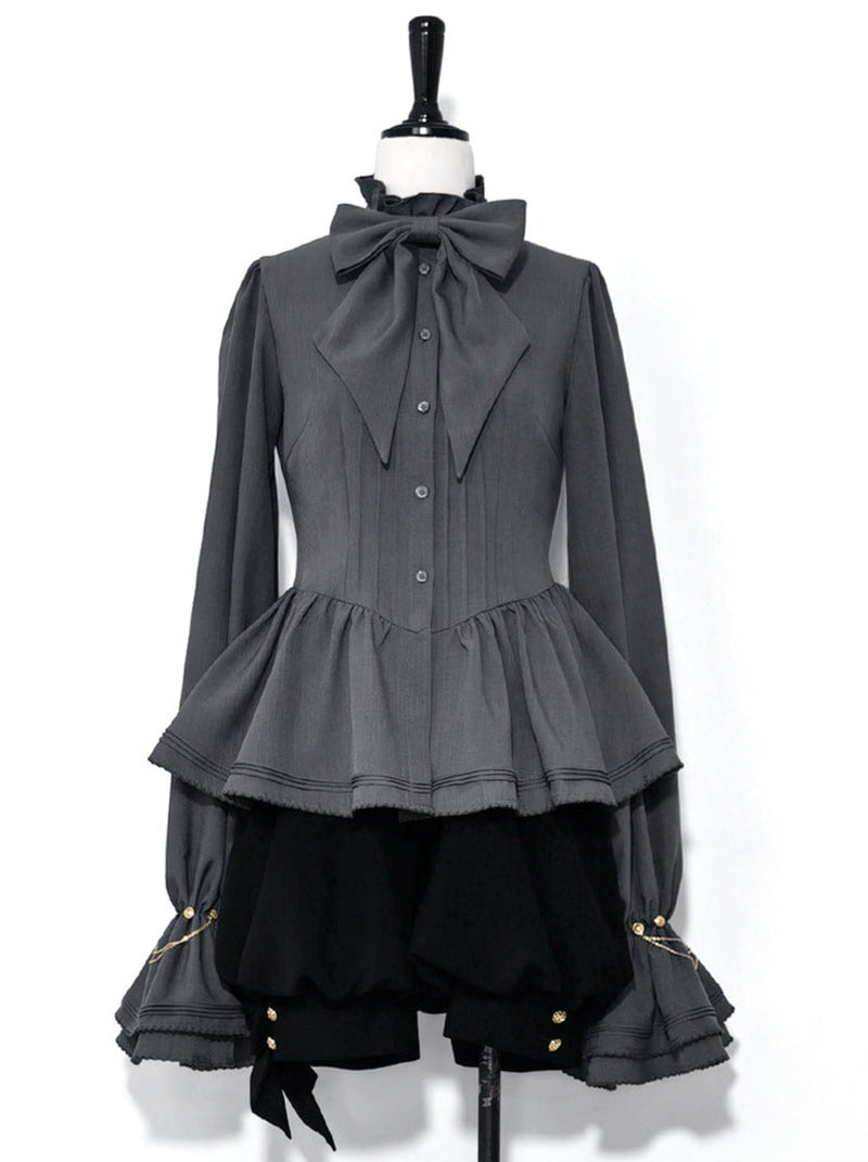 Rabbit Retro Dark Cool Rabbit Ears Hoodie Set [cape Coat / Blouse / Short Pants]