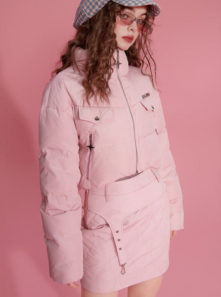 Duck Down Short Jacket + Skirt Set
