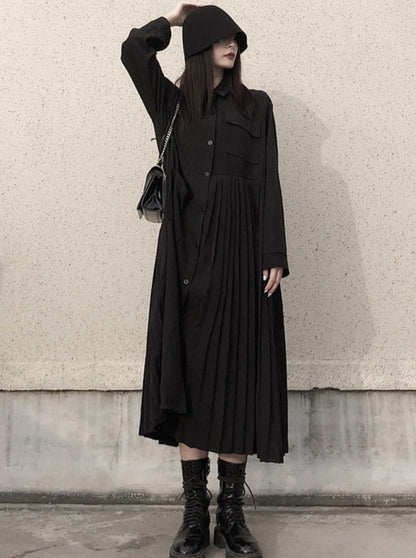 Dark Style Loose Shirt Dress