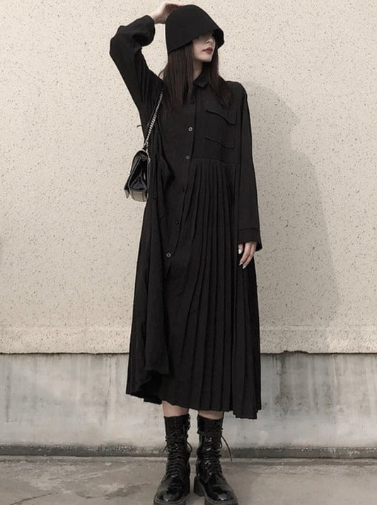 Dark Style Loose Shirt Dress