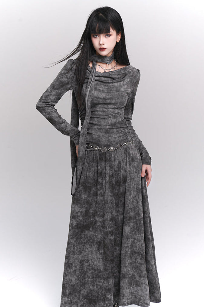 Mode Girl Dark Grey Long Dress