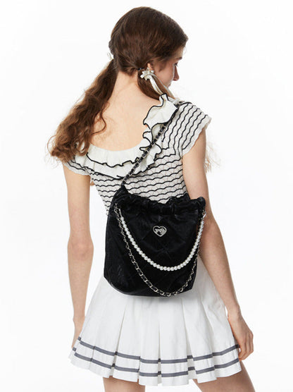 Fragrance Pearl Chain Drawstring Shoulder Bag