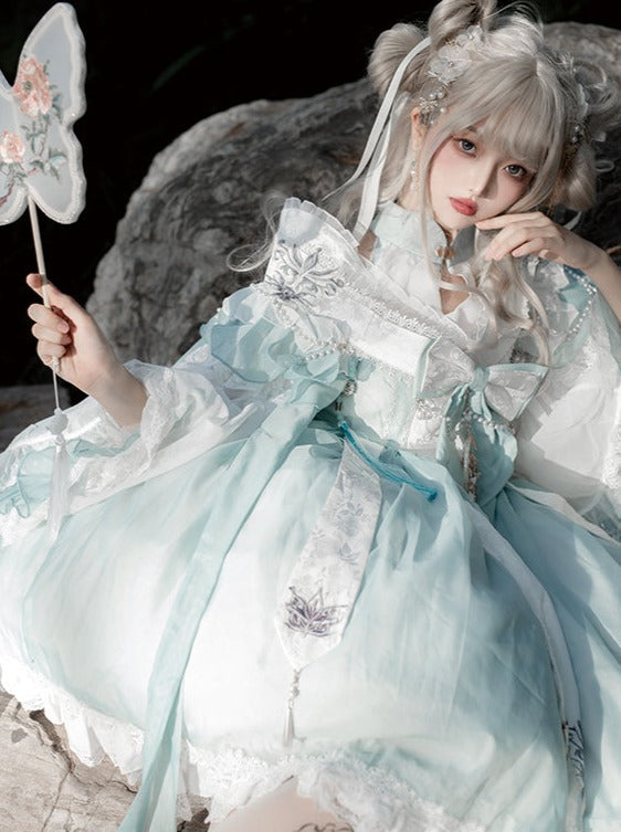 Ribbon Chinese-style Sweet Antique Lolita Suspender Dress
