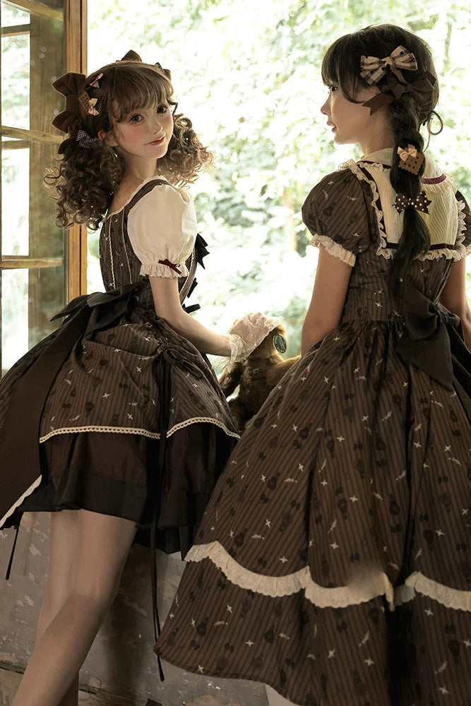 Doll Collar Brown Retro Princess Lolita Dress