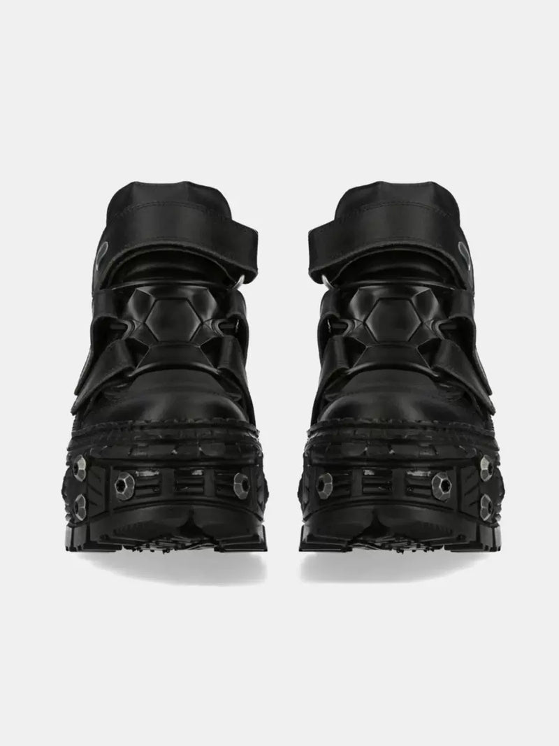 Dark Punk Style Retro Tank Sole Platform Leather Shoes