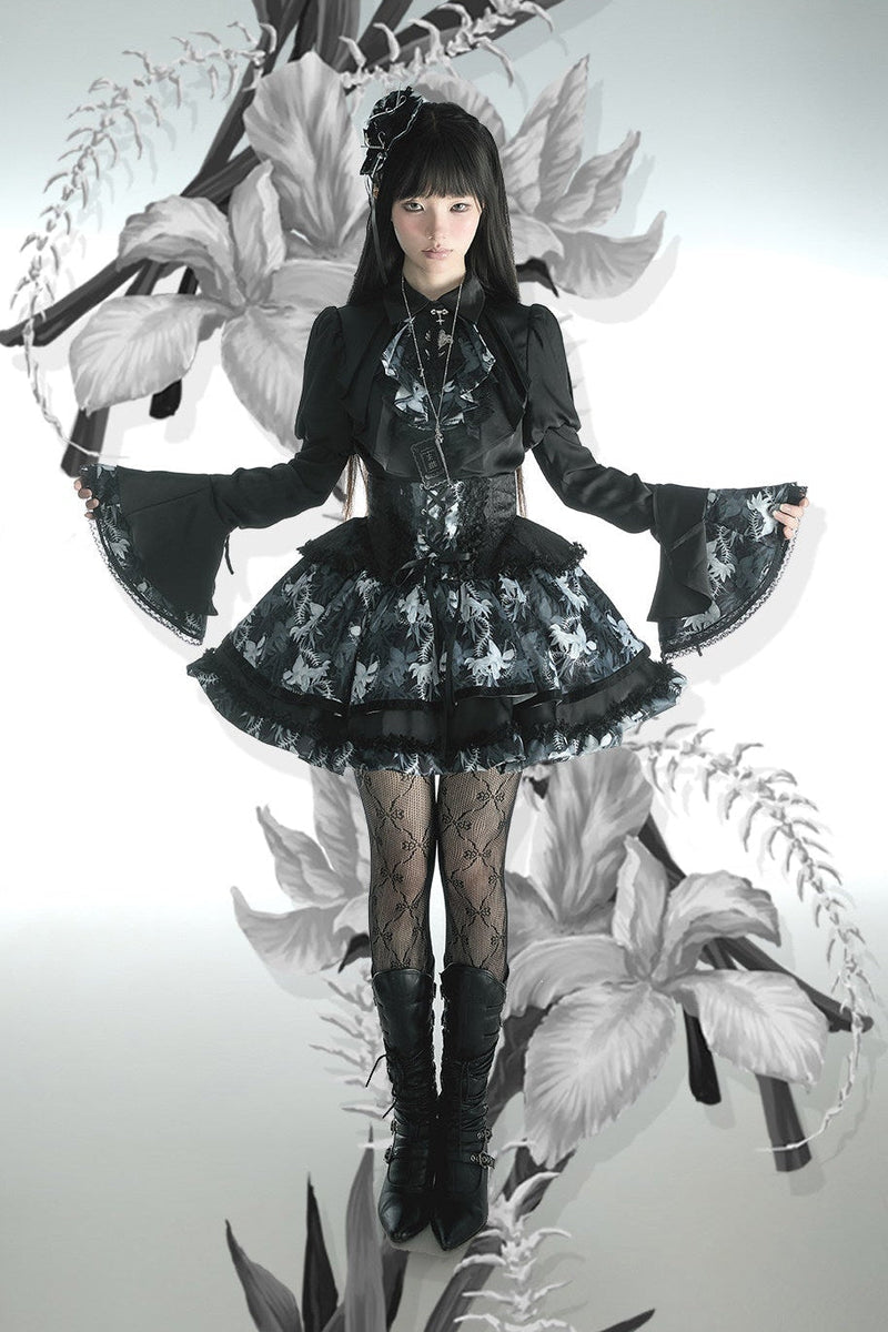[pre-order Deadline: May 13] Bone Iris Gothic Black Ruffle Shirt + Corset Skirt + Accessories