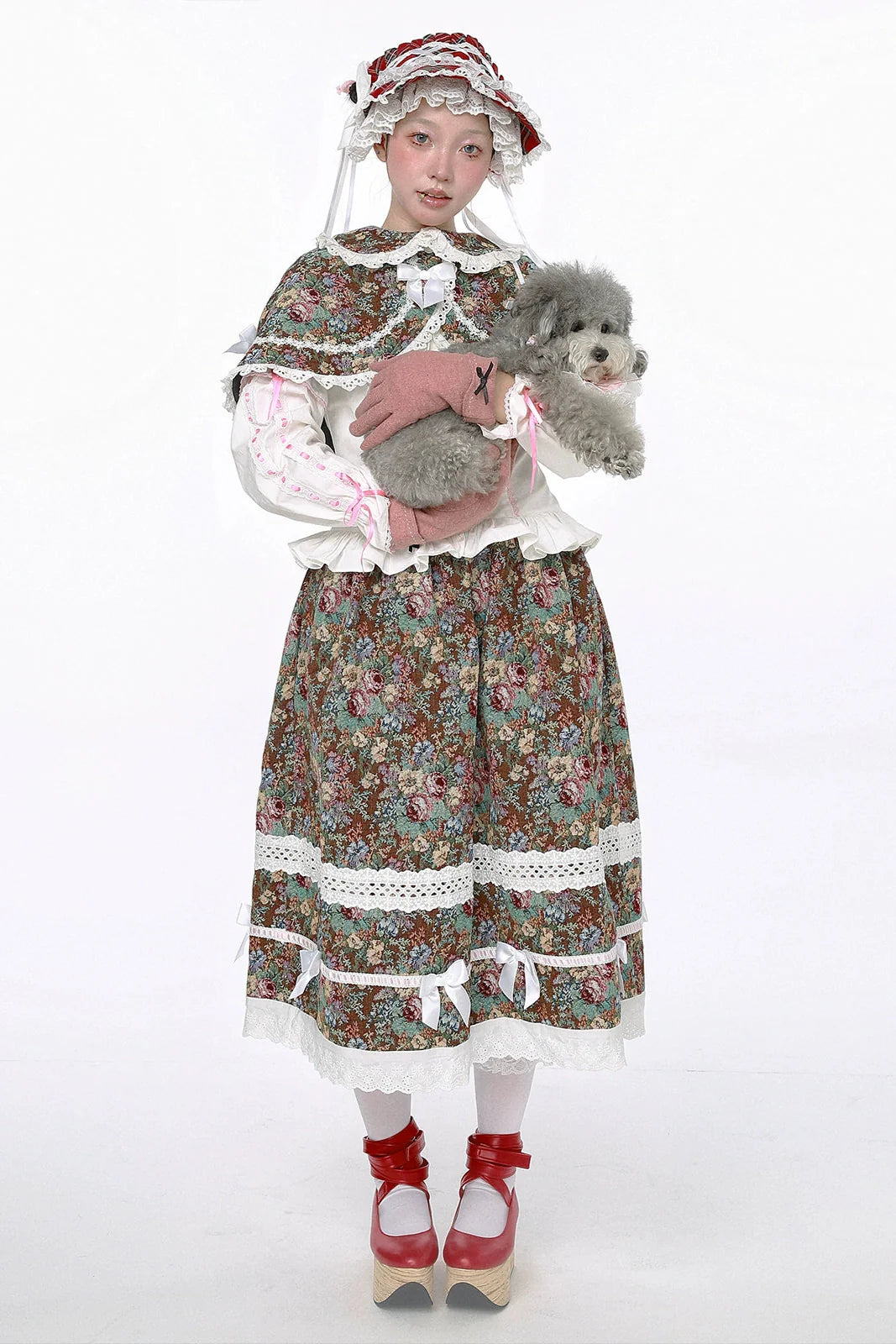 Retro Shawl + Ribbon Flare Skirt