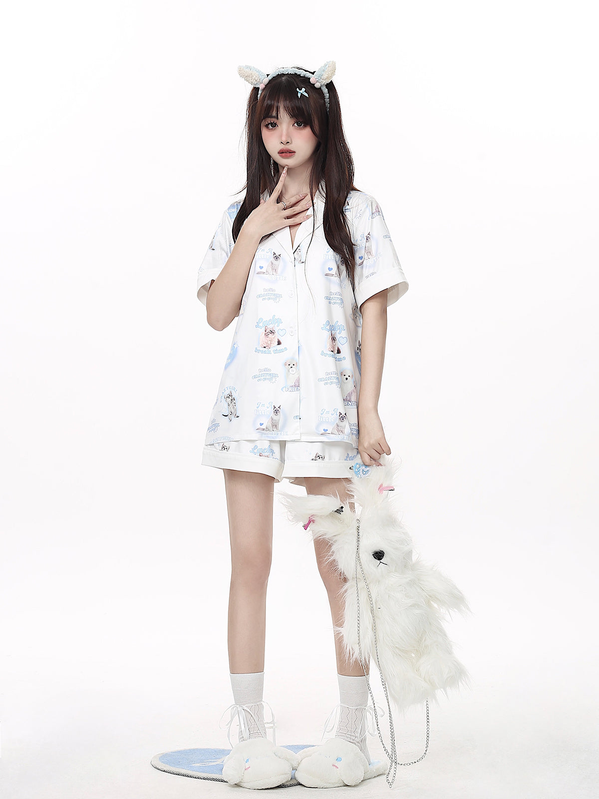 Dog & Cat Nightwear Set / Big Ribbon Girly Night Dress