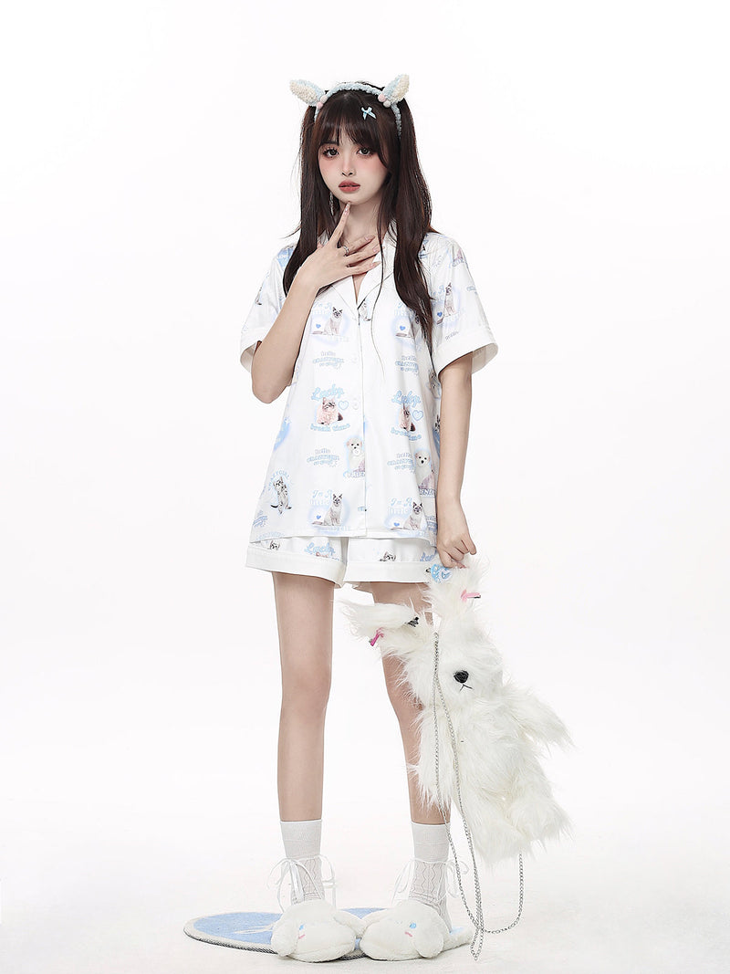 Dog & Cat Nightwear Set / Big Ribbon Girly Night Dress