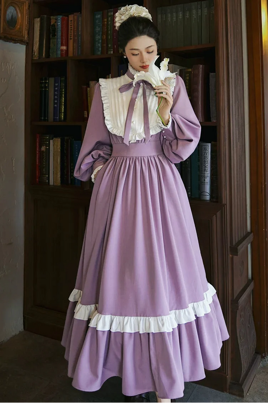 Wind Purple Lace Lantern Dress