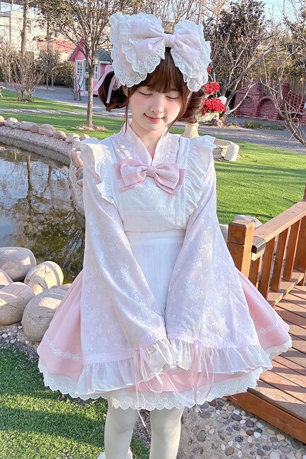 Cherry Maid Girly Top + Flare Skirt + Apron