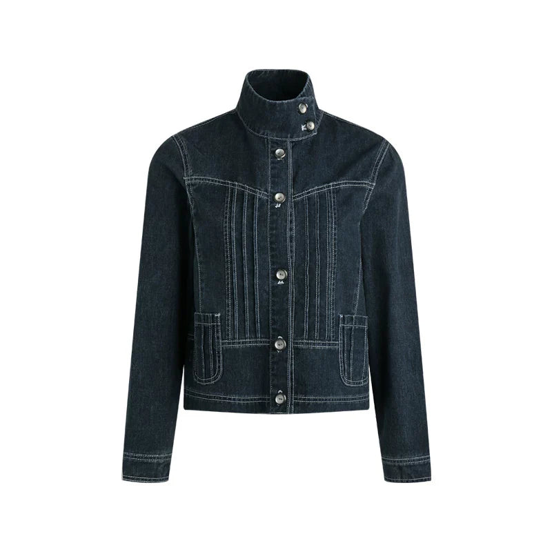 Pleated Denim Jacket + Skirt