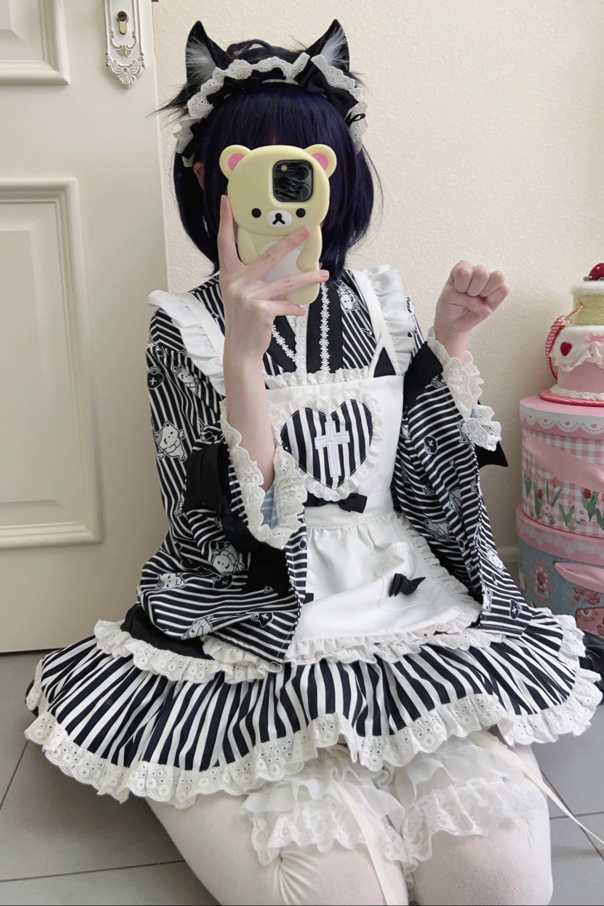Medical Japanese Style Maid Stripe Lolita