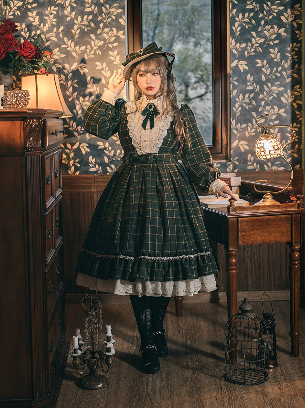 Retro Girl Volume Check Lolita Dress [pre-order]