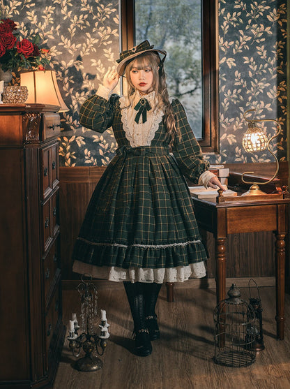 Retro Girl Volume Check Lolita Dress [pre-order]