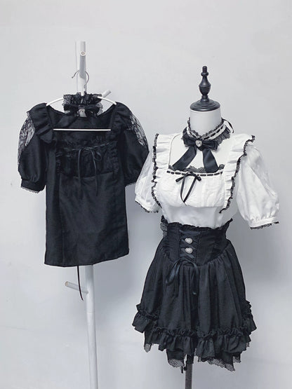 [pre-order] Lace Ribbon Shirt + Skirt