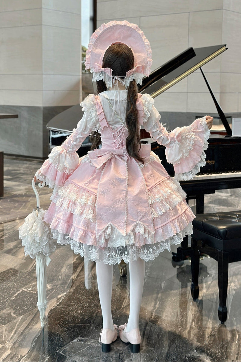 [pre-order] Peach Rabbit Antique Doll Lolita Dress Set