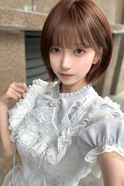 [pre-order] Angel Gray Blue Plaid Dress