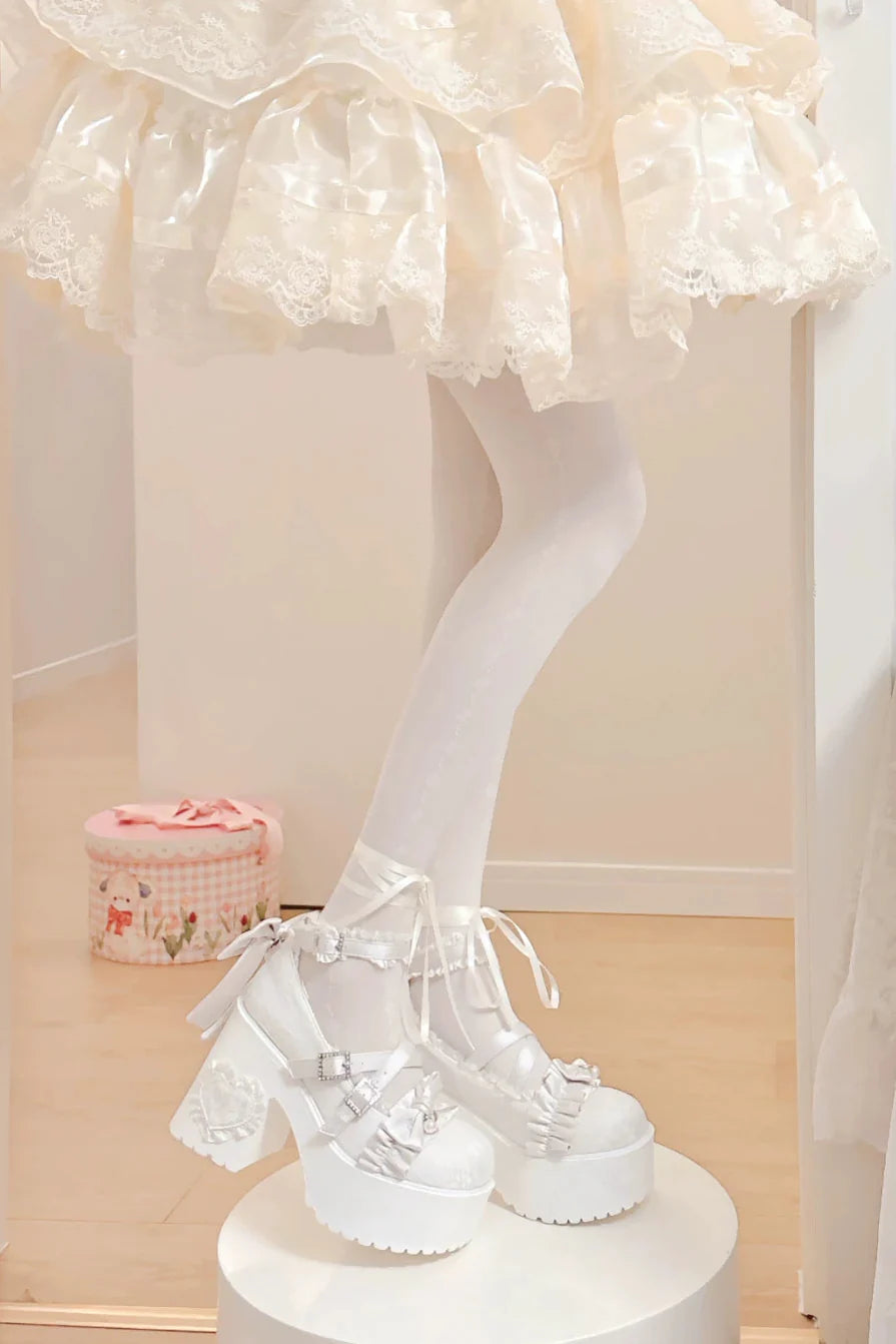 Dream Ribbon Lace Mary Jane Shoes