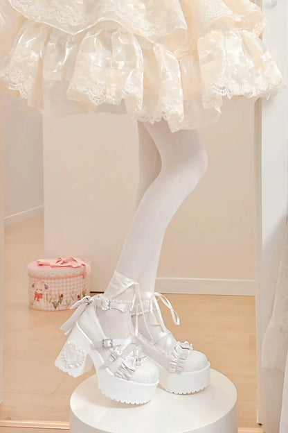 Dream Ribbon Lace Mary Jane Shoes