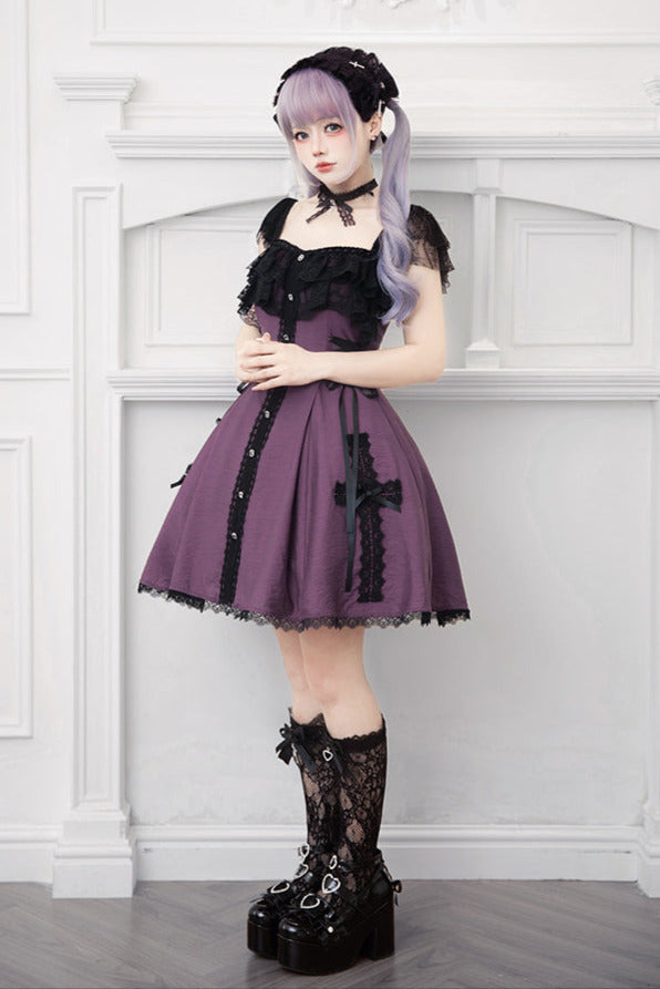 [reservations] Gothic Dark Mine Lace Flying Sleeve Dress + Choker