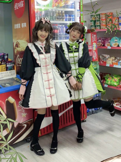 Chinese-style Red Panda Maid Lolita Dress + Accessories