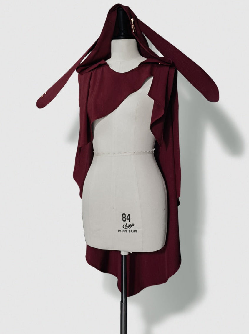 Dark Cool Jacket + Capri Pants + Hooded Scarf