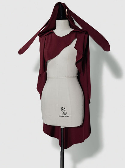 Dark Cool Jacket + Capri Pants + Hooded Scarf