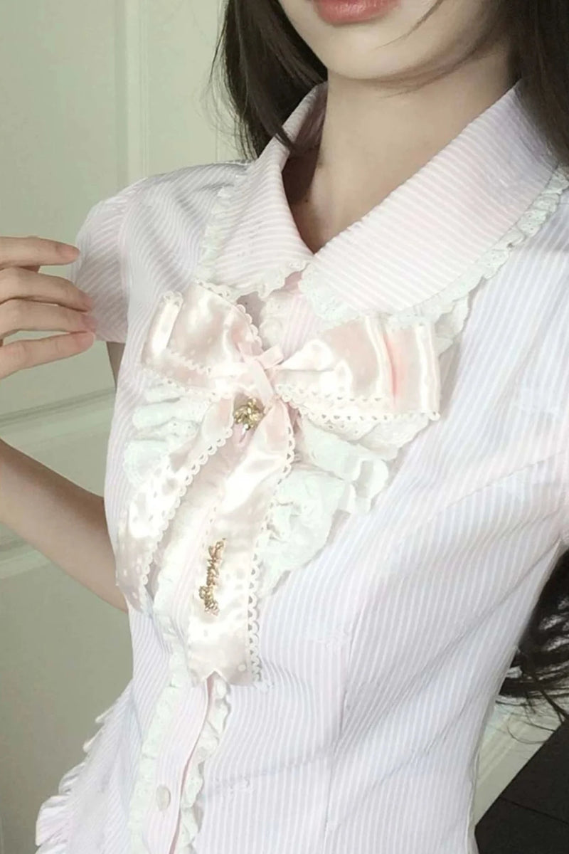 Sweet Lace Striped Top