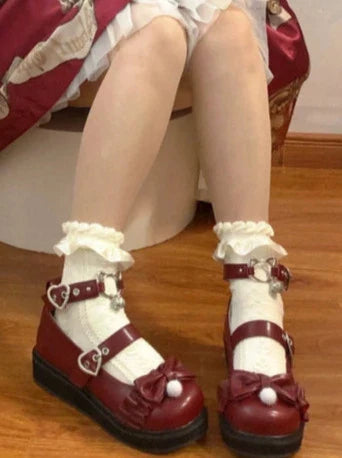 Nya Kokoro Lolita Retro Soft Girl Round Toe Shoes