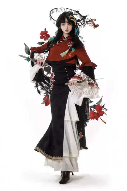 Snake Bone Camelia Nation Chinese-style Top + Dress