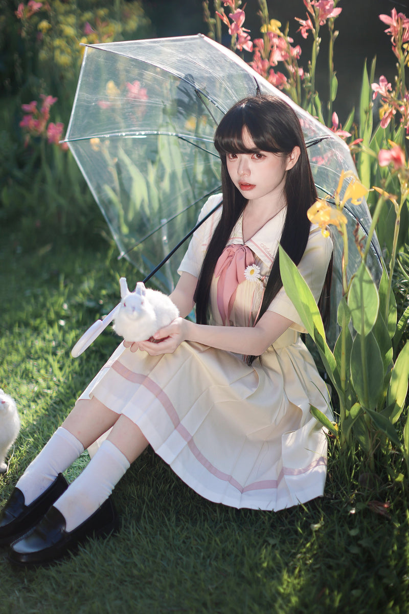 Milky Yellow Retro Jogakuin Dress