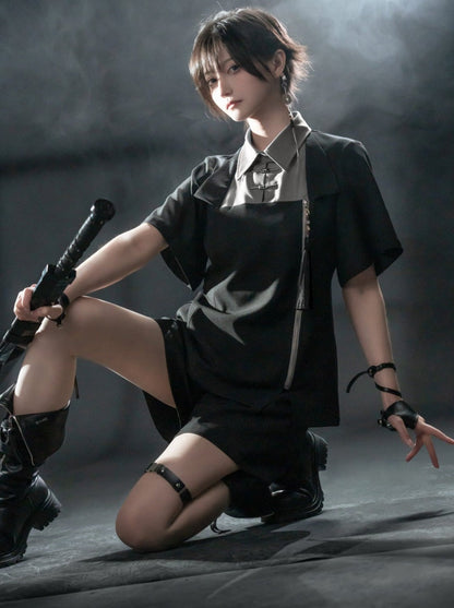 Chinese-style Mode Summer Top + Shorts