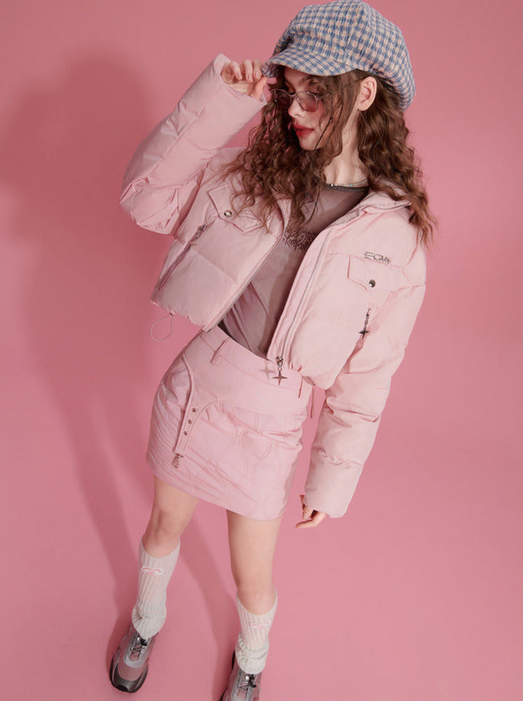 Duck Down Short Jacket + Skirt Set