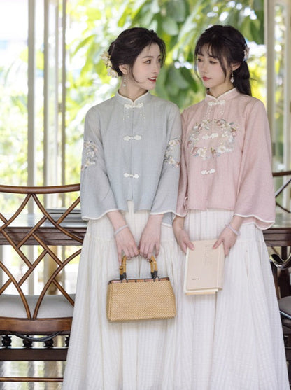 Spring Chinese-style Top + Long Skirt